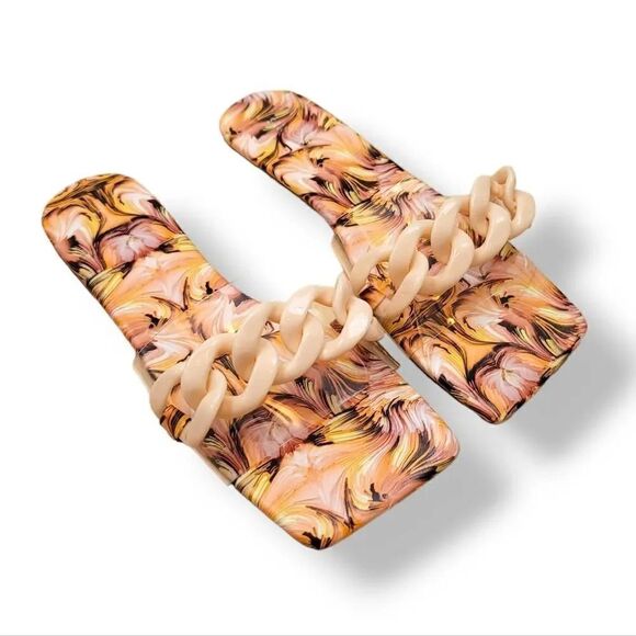 NEW Vintage Retro Mod Style Square Toe Chain Link Transparent Sandal Size 36/6 - Picture 1 of 9